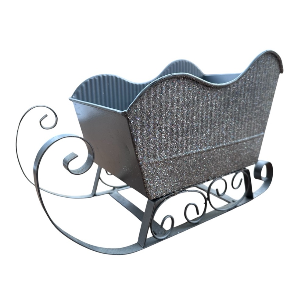 Elegant Silver Holiday Sleigh Decoration